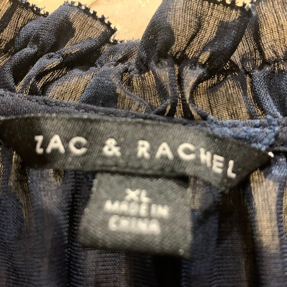 Zac and Rachel Navy Sheer Blouse XL - Picture 2 of 3